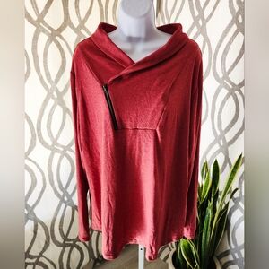 Red Asymmetrical Zip Pullover Size 3X